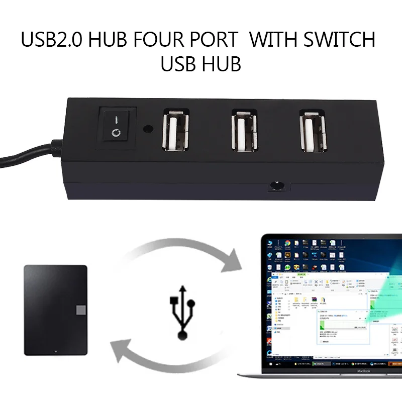 4 порта USB 2,0 хаб-конвертер с Swithch USB адаптер сетевой универсальный разъем прочный Умный Выключатель питания usb-концентратор