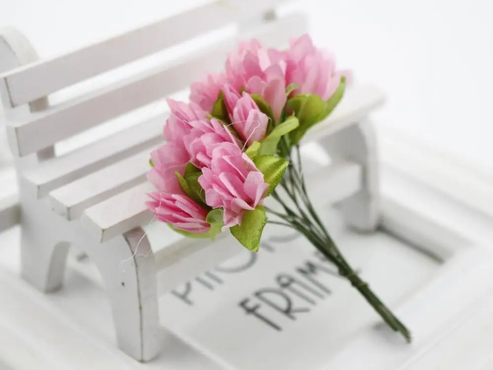 12 шт./партия шелковые цветы вишни Маленькие искусственные цветы Маковый букет свадебное украшение Мини Искусственные цветы для скрапбукинга своими руками - Цвет: 2 pink