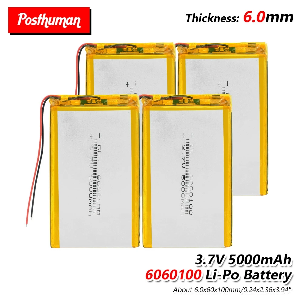 

3.7V 5O00mAh Lipo Battery 6060100 1/2/4PcsTablet GPS Electric Toys MP3 GPS iPad, laptop, E-book, Portable Printer