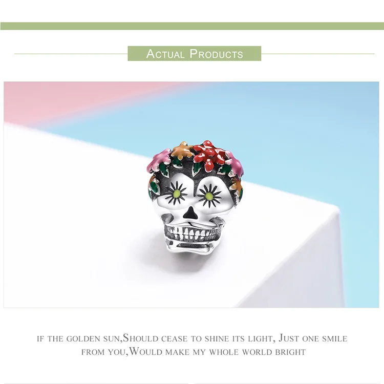 Бусины-черепа, амулеты из стерлингового серебра 925 пробы, подходят к оригинальному браслету Pandora, ожерелье, Женские Ювелирные изделия, подарок на Хэллоуин