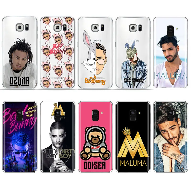 

Rapper Bad Bunny Maluma Ozuna Bear Logo art phone Case For Samsung S7 edge S6 S9 S8 Plus A6 2018 A7 2017 Soft TPU Silicone Cover
