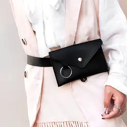 2018 пакет для женщин поясная сумка кожаная мода чистый цвет кольцо PU посланник грудь pochete homem 3,42