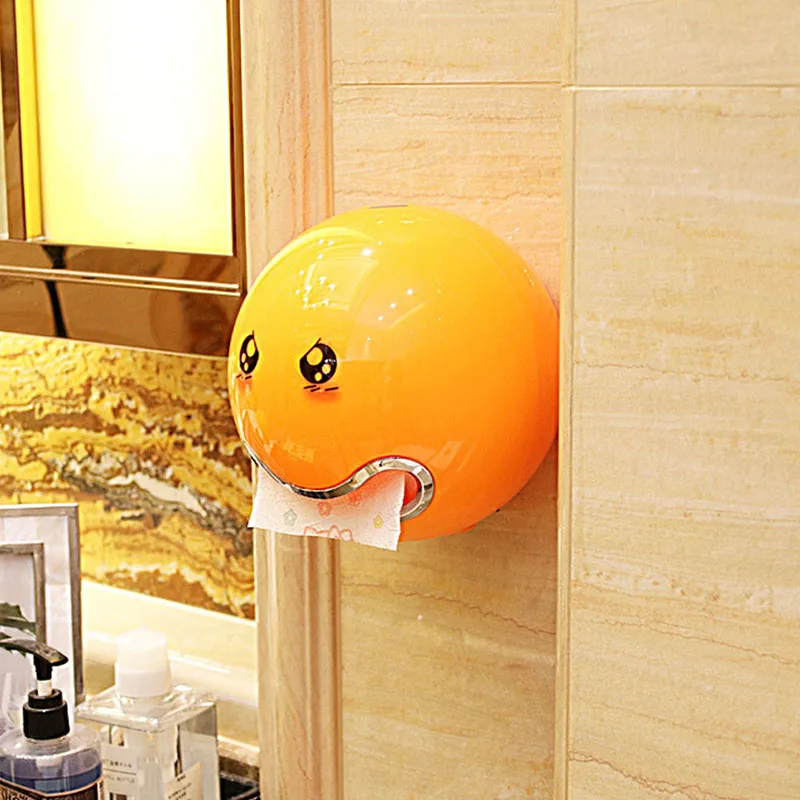 Creative Facial Expression Ball Shaped Bathroom Toilet Waterproof Toilet Paper Box Roll Paper Case New - Цвет: Orange