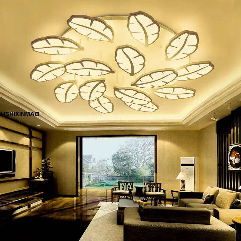 

New banana leaf LED ceiling lamp post-modern living room restaurant main bedroom light warm simple chandelier ornaments