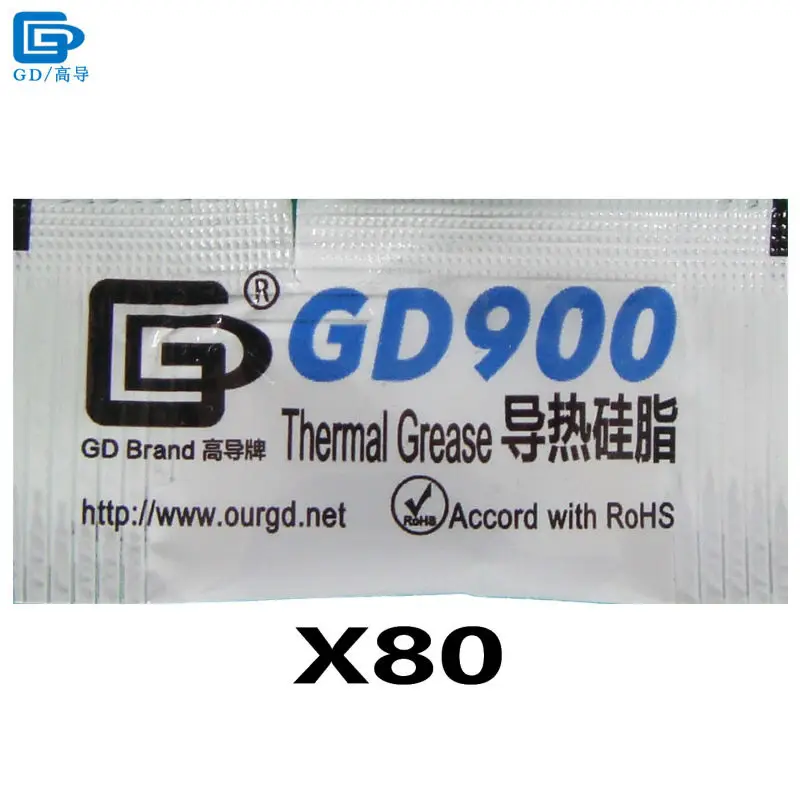

GD900 Thermal Paste Grease Silicone Heat Sink Compound High Performance 80 Pieces Gray Net Weight 0.5 Gram For CPU Cooler MB05