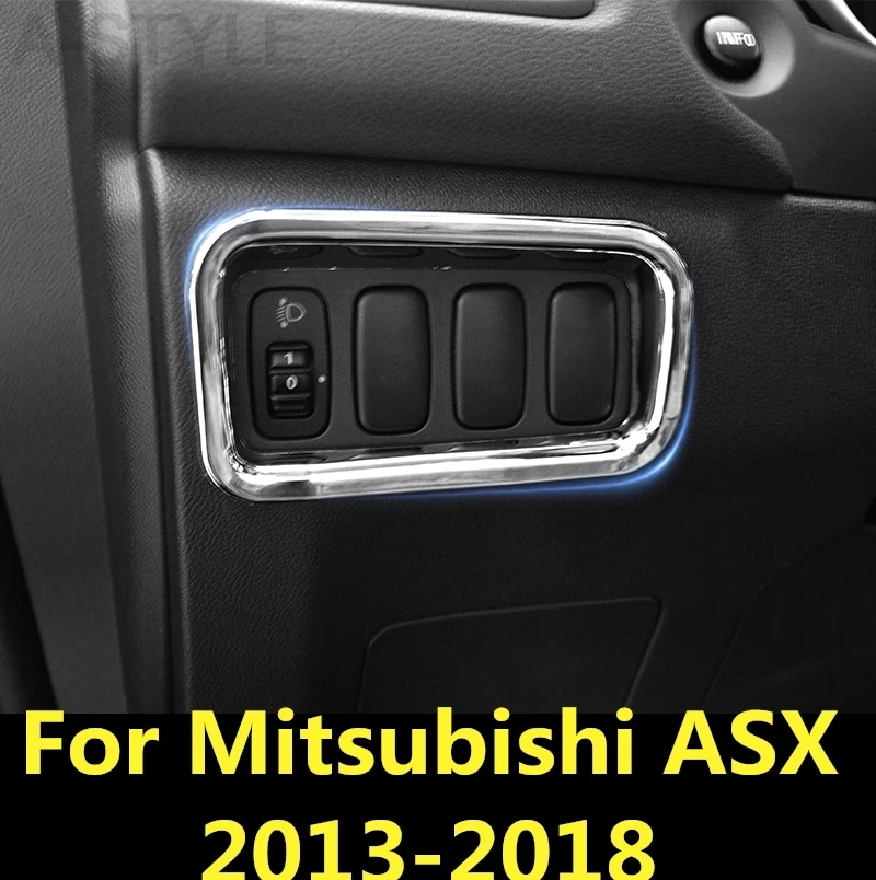 

For Mitsubishi ASX 2013-2018 Free Shipping Chromed Inner HeadLight Adjustment Box Trim Interior decoration Auto Accessories