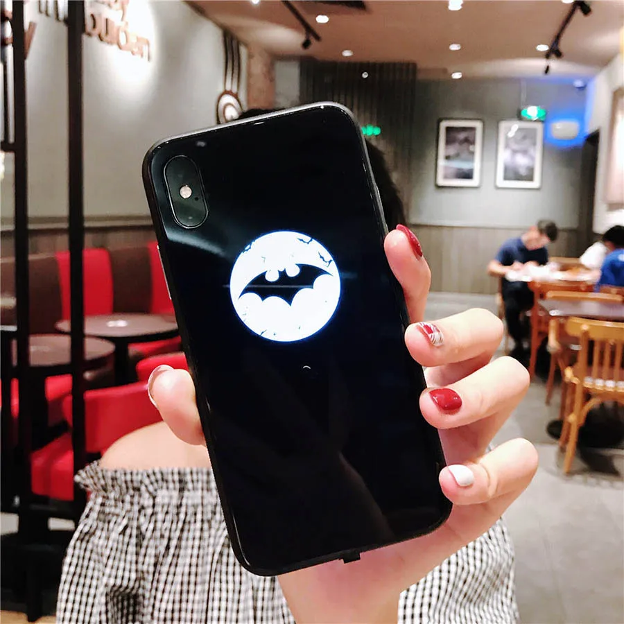Smart Glowing Case for iPhone X 6S 7 8 Plus Lighting Mirror Glass Back Cover Mobile Phone Protective Case for iPhone 6 7 8 Funda (3)
