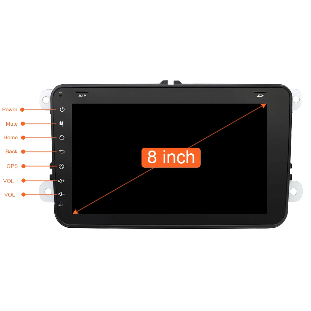 Sale Eunavi 2 Din 8 inch Android 9.0 Car Radio Stereo for VW JETTA GOLF MK5 MK6 GTI PASSAT B6 POLO SKODA Fabia GPS Navigation PC wifi 4