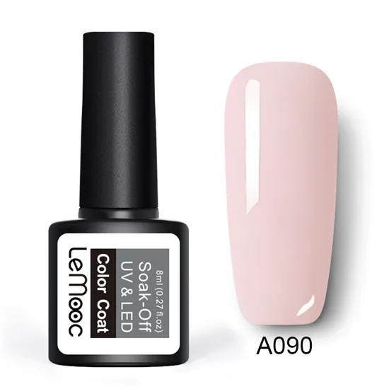 LEMOOC, 8 мл, Гель-лак для ногтей, для маникюра, полууф и светодиодные перманентные эмали, чистый блеск, дизайн ногтей, верниш, замочить, гель-лаки - Цвет: A090