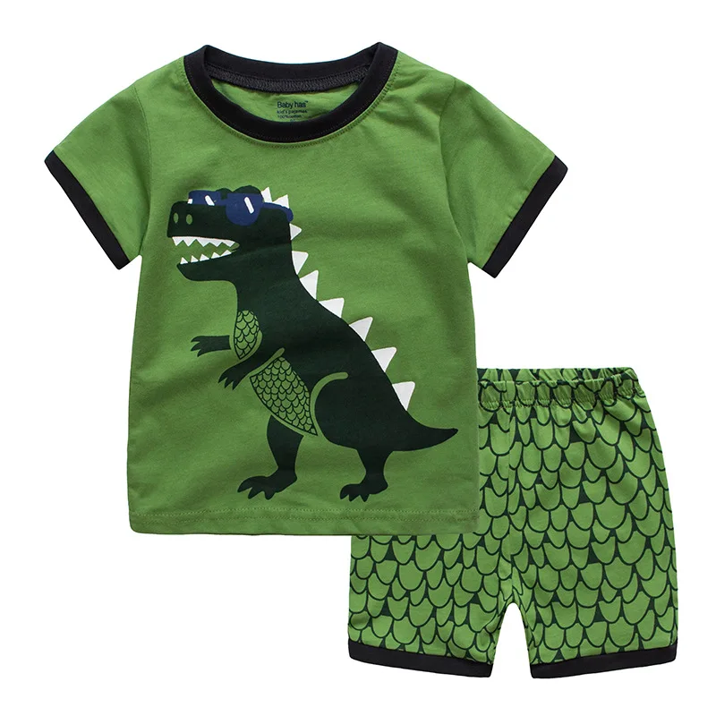 

2019 Boys Clothing Sets Kids Tracksuits Dinosaur Summer Conjunto Menino Animal Print Pajama Set Vetement Enfant Ensemble Garcon