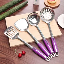 1 шт. кухонные принадлежности пластиковая ручка из нержавеющей стали шпатель ложка дуршлаг кухонные инструменты принадлежности