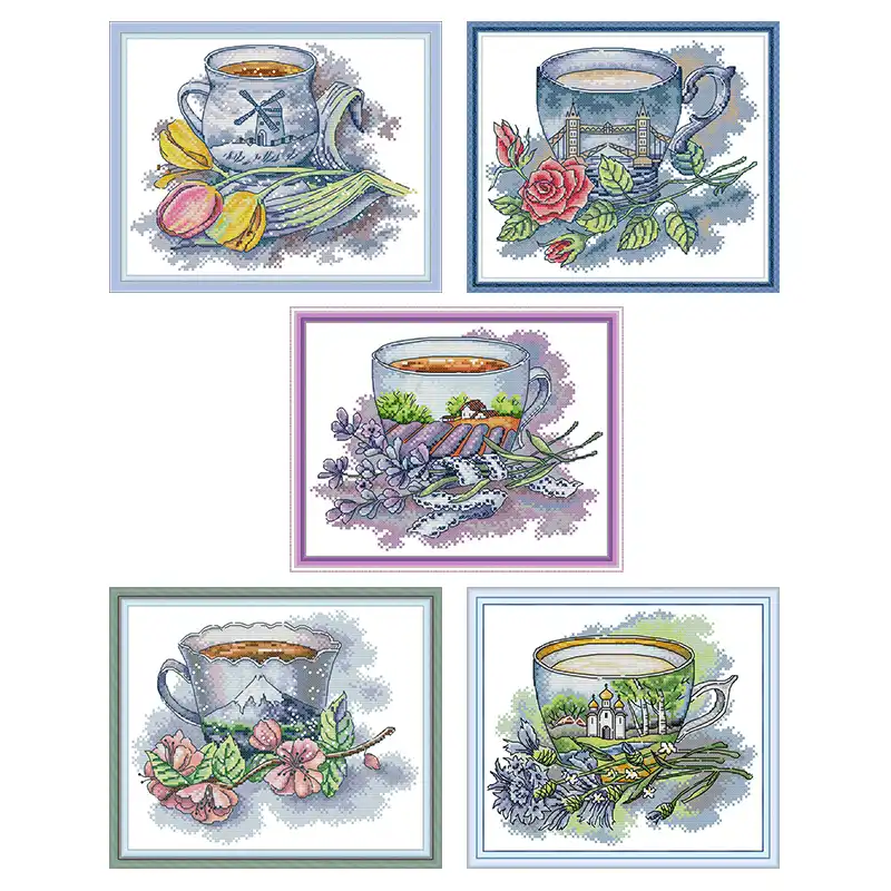 Набор для вышивки крестиком Teacup серии из разных стран рассчитан на печать холсте