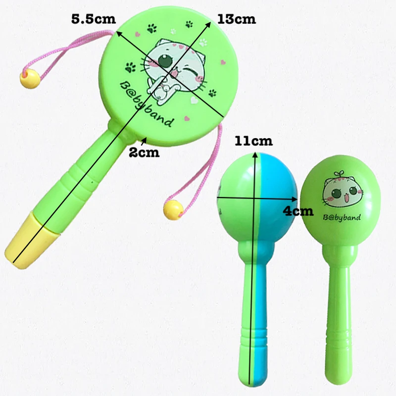 5pcs Baby Rattle Toy Set Music Instrument for Child Kid Drum Maracas Hand Bell Guitar Infant Toddler Education Mobile Boys Girls