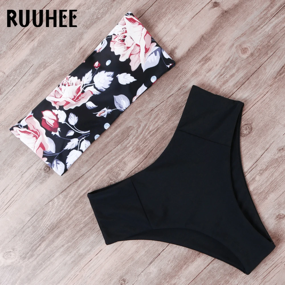 Preise RUUHEE Verband Bikini Bademode Frauen Badeanzug Hohe Taille Bikini Set 2019 Badeanzug Push Up Maillot De Bain Femme Beachwear