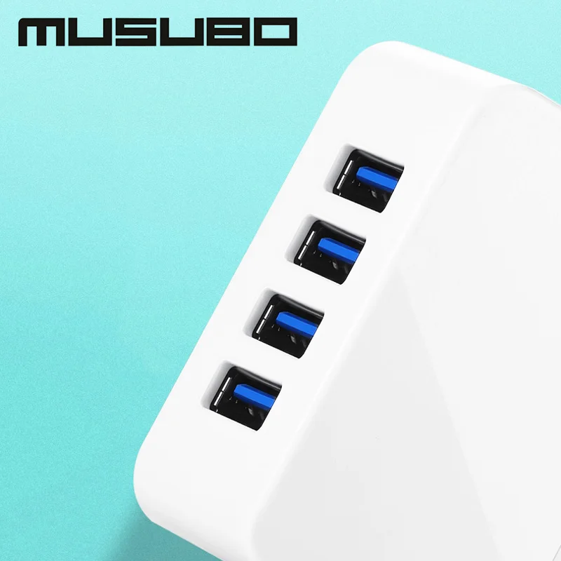 Зарядное устройство Musubo 4 USB для телефонов iPhone 7 Plus 8 6s 5 5s SE iPad Pro Mini Android быстрое