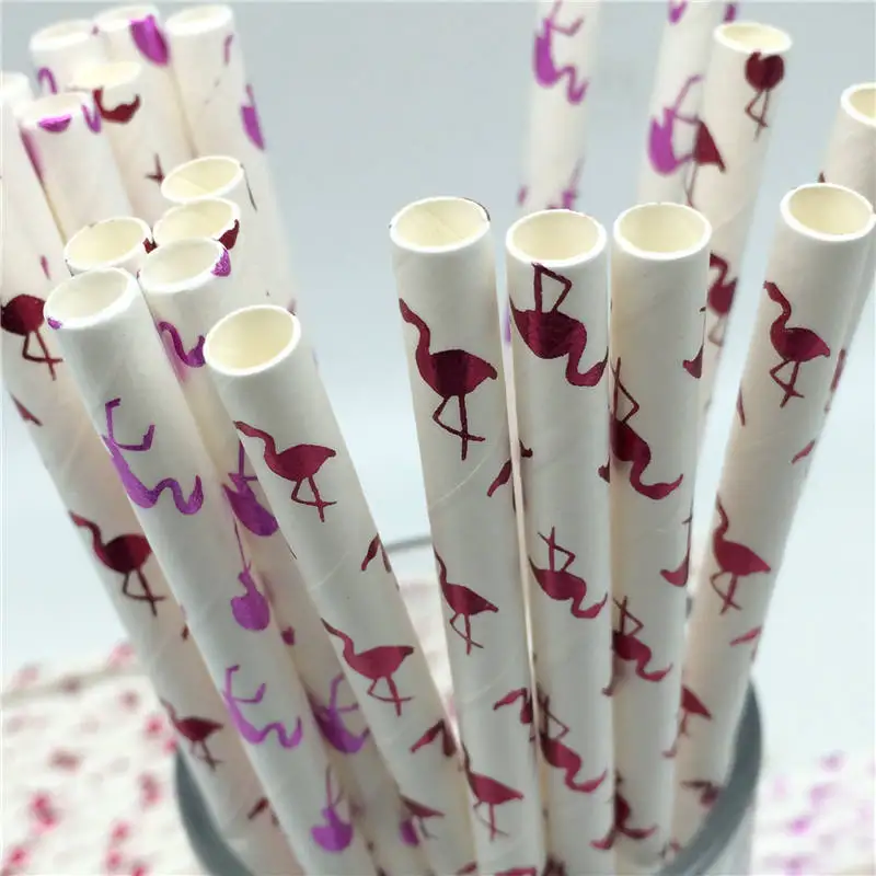 

25PCS Flamingo Paper Straws Wedding Luau Decoration Bridal Shower Hawaiian Party Supplies Birthday Drinking Straws