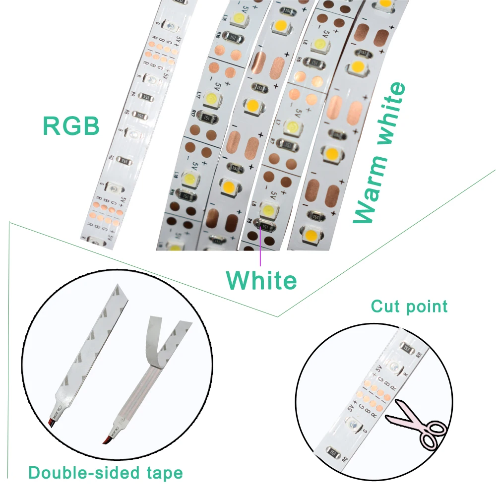 SMD3528 2835 RGB Светодиодная лента 50 см 1 м 2 м 3 м DC 5 В Питание от USB гибкая лента для ТВ фона декоративное освещение фонарь