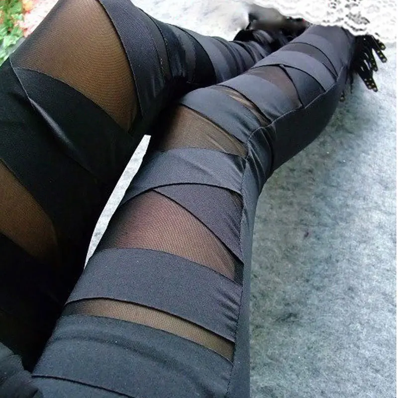 YSDNCHI,, модные новые леггинсы, черные, кружевные, дешевые, рваные, с вырезами, бандажные, для женщин, для девушек, леггинсы, брюки, для девушек, сексуальные штаны в стиле пэчворк