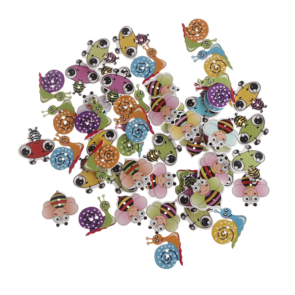 

50Pcs/lot Mix Animal Pattern Wooden Buttons Cute Sewing Buttons Decoration Crafts Scrapbooking Sewing Buttons for Clothes
