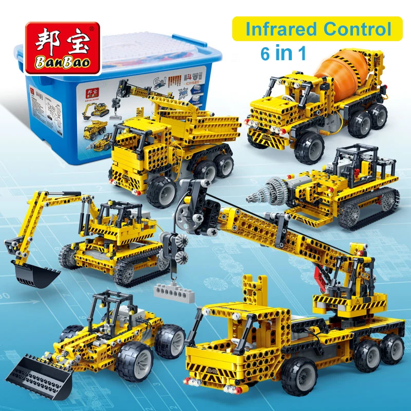 

BanBao compatible legoed technic excavator RC crane science series building blocks engineering truck digger children kids toys