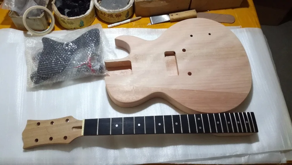 DIY Single cutway flat P90 stop tail bridge electric l guitar kitin