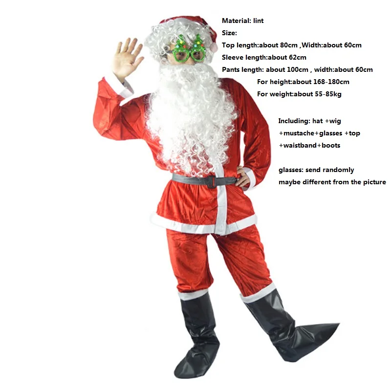 Костюм Санта-Клауса для взрослых, костюм плюшевого папы, нарядная одежда, рождественский костюм для костюмированной вечеринки, мужские пальто, штаны, повязка на голову, шапка на Рождество - Цвет: 2