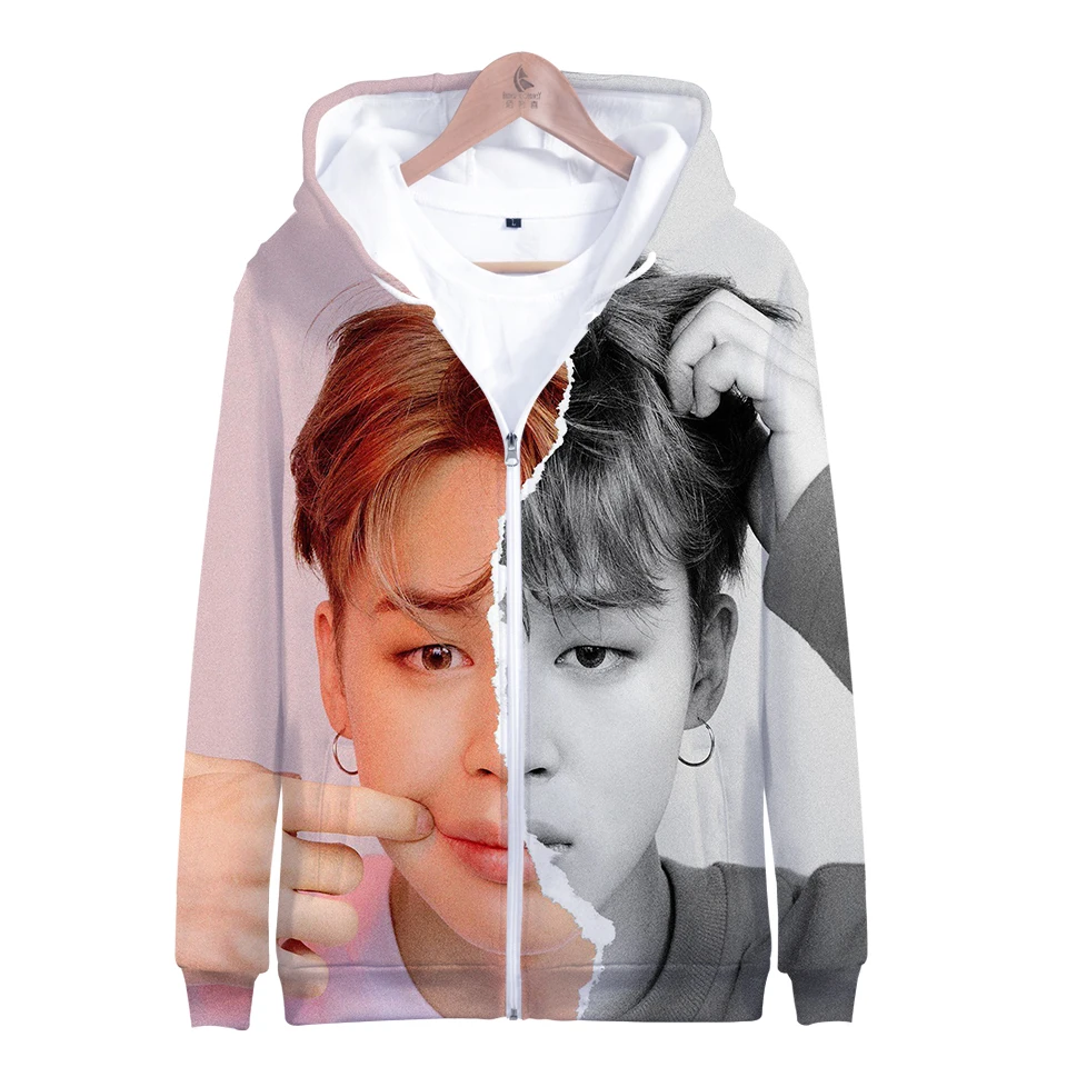 

Harajuku Hoodies Sweatshirts 3D Print LOVE YOURSELF ANSWER Long Sleeve Zipper Women Clothes Hip Hop Kawaii Plus Size