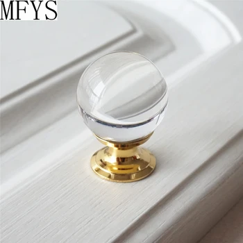 

1pc Glass Dresser Knobs Drawer Knobs Pulls Handles Clear Gold Crystal Kitchen Cabinet Knob Handle Pull Furniture Hardware