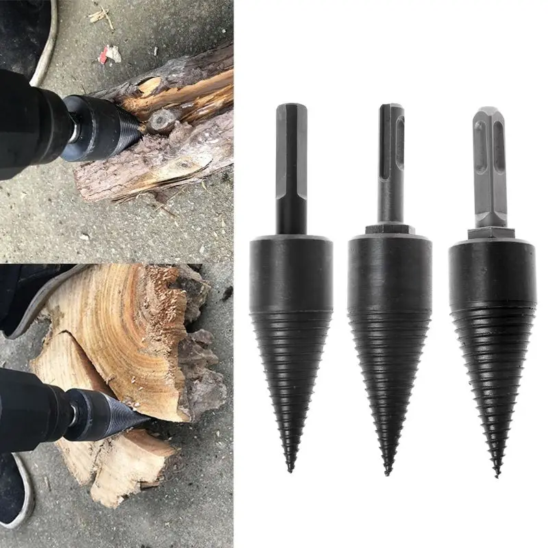 Firewood Machine Drill Wood Cone Reamer Punch Driver Drill Bit Split Drilling Tools 130x32mm