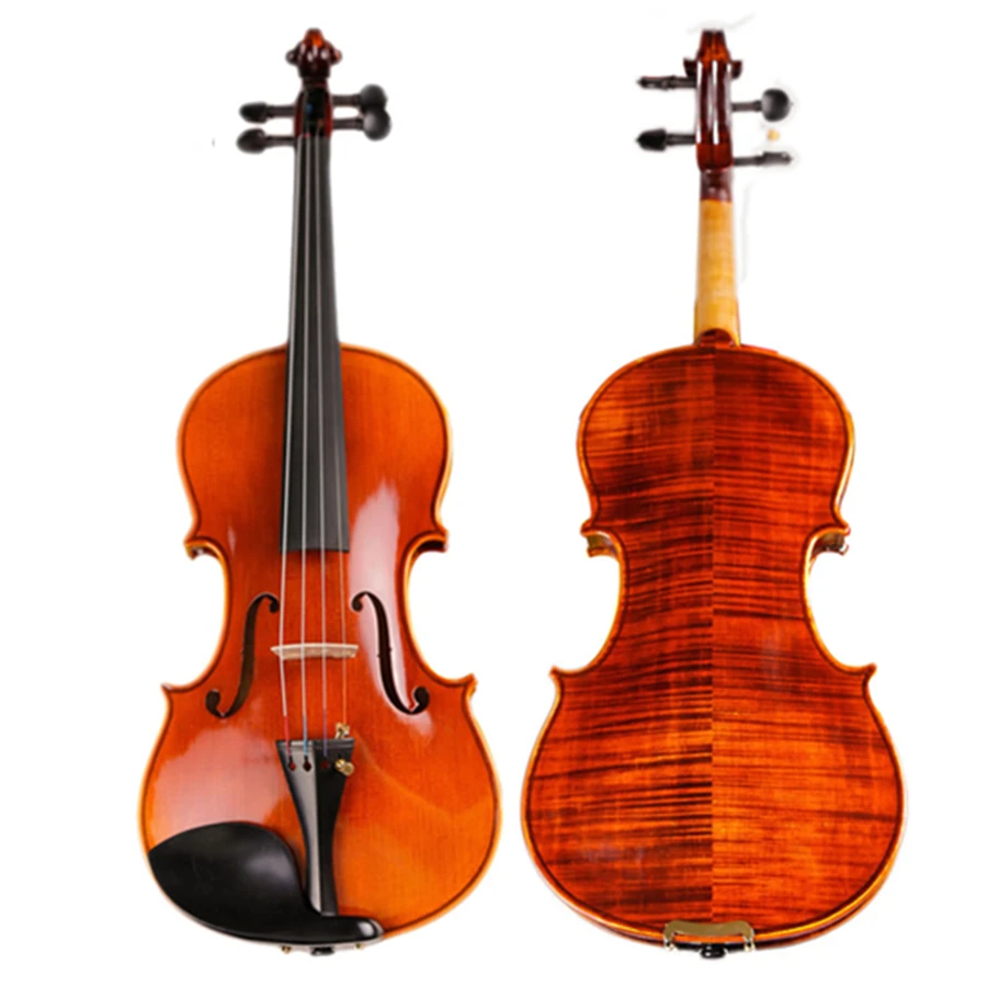 

High -end Hand-craft Violin 20 Years Naturally Dried Stripes Maple Professional Spirit Varnish Violino with Bow and Strings case
