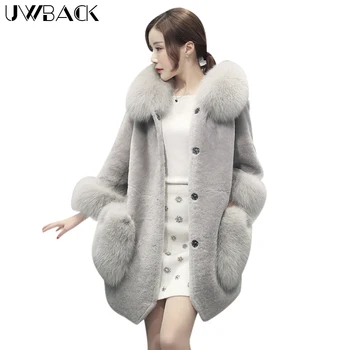 

Uwback Women Coat Fur Coat Femme Artificial Fur Overcoat Fluffy Fur Hood Outwear Winter Mujer Warm Soft Jacket Plus Size, EB219