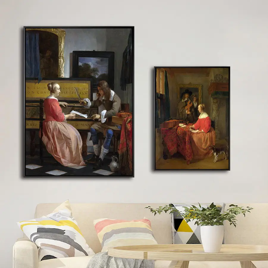 Fondo de lona para decoración del hogar, lona de lona acolchada para el salón, Paitings, Países Bajos, franes, Sherlock Metsu - AliExpress y jardín