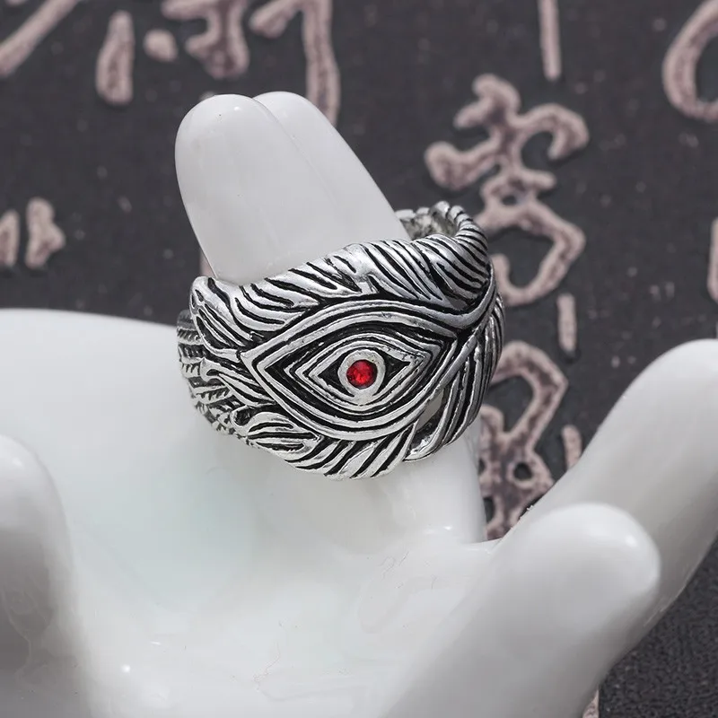 Hip-Hop-Gothic-Evil-Eye-Ring-Men-Engagement-Vintage-Silver-Wings-Feather-Rings-Adjustable-Biker-Jewelry (3)