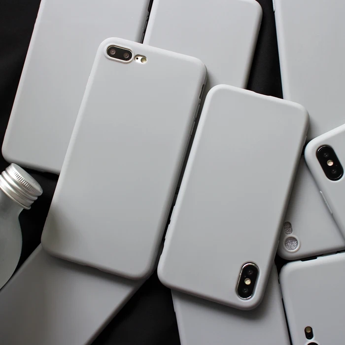 Серый чехол для телефона iPhone 7 6 6s 8 X 7Plus 11 Pro однотонный из ТПУ с эффектом
