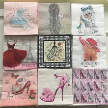 מגזרת נייר חתונה מסיבת יום הולדת מפית נייר רקמה אלגנטי ורוד סגול אדום העקב ילדה חתול בציר יפה אריזות דקור(China)