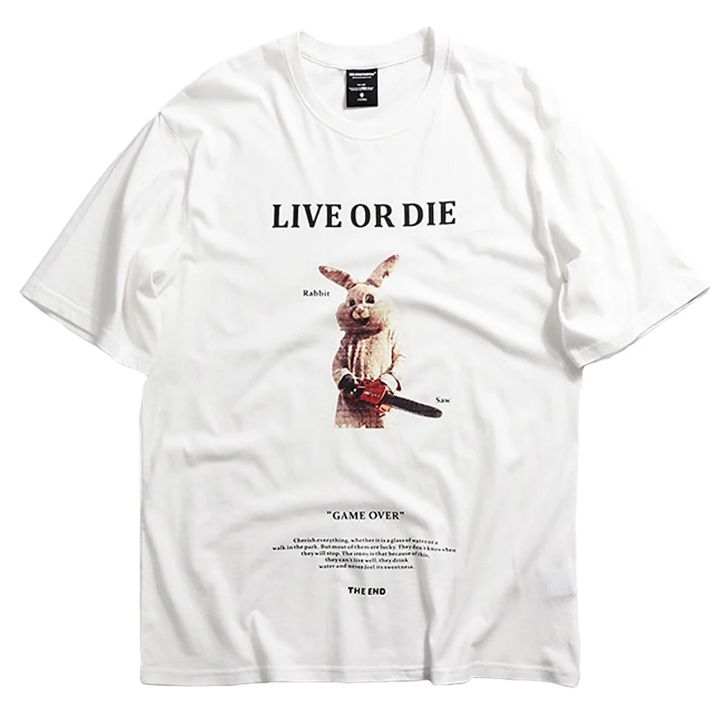 April MOMO, Мужская Уличная футболка в стиле хип-хоп, футболка с забавным принтом кролика, Повседневная летняя футболка с коротким рукавом, Модная хлопковая футболка