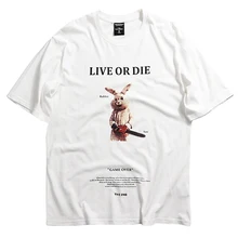 April MOMO, Мужская Уличная футболка в стиле хип-хоп, футболка с забавным принтом кролика, Повседневная летняя футболка с коротким рукавом, Модная хлопковая футболка