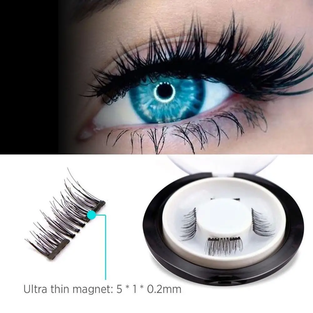 High QUality 4PCS 3D False Eyelashes No Glue Handmade Natural
