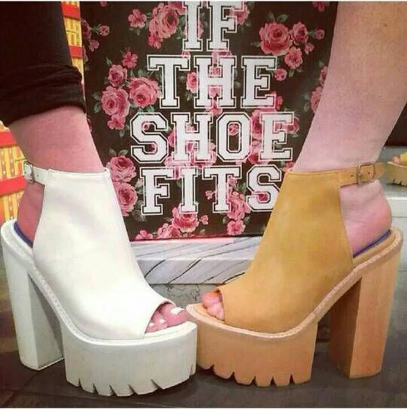 

Summer Woman Peep toe Instep Covered Platform Sandals Square High Heel Real Leather Women Gladiator Back Straps Sandalias Shoes