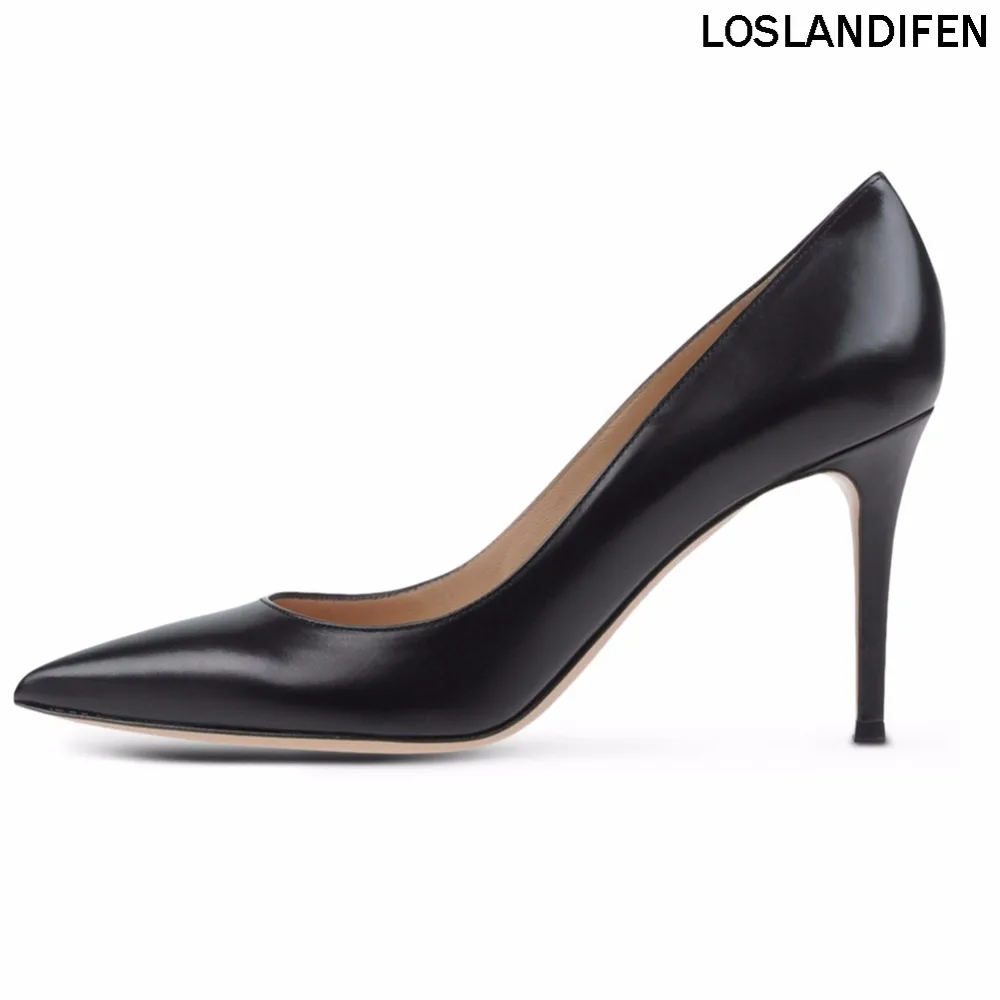 

2018 New Simple Style Womens Ladies Handmade Fashion Slip On 85mm Pointy Basic Office Party Prom High Heel Pumps Shoes CKE105