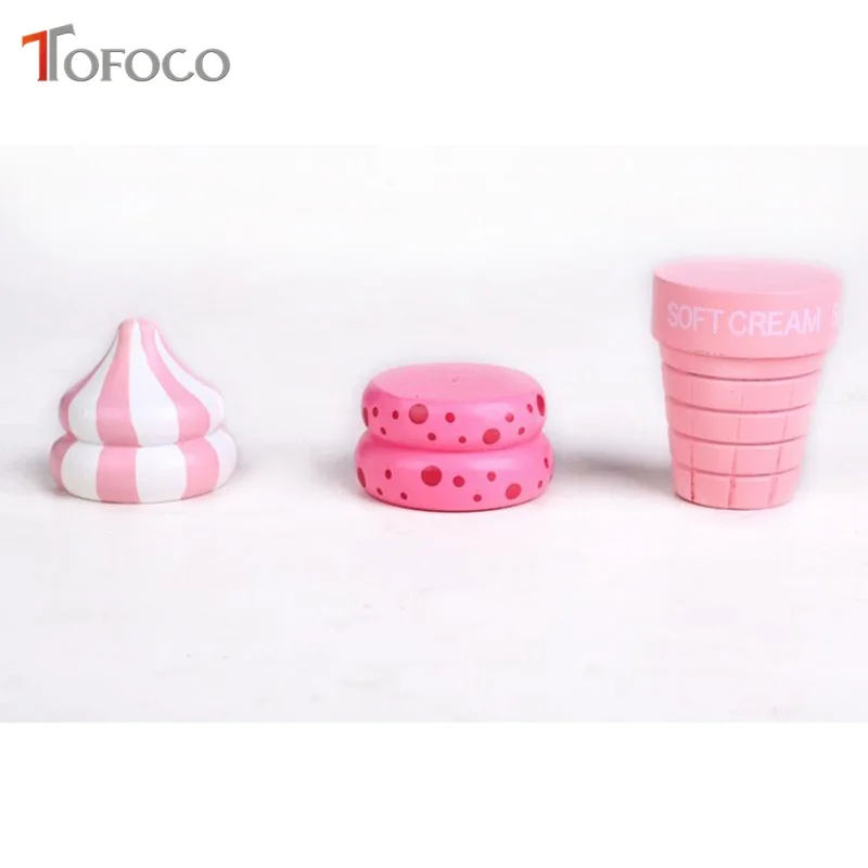 TOFOCO 3 шт. деревянные магнитные подключен мороженое играть дома Кухня Игрушки для девочек ролевая игра домашний декор в виде клубники