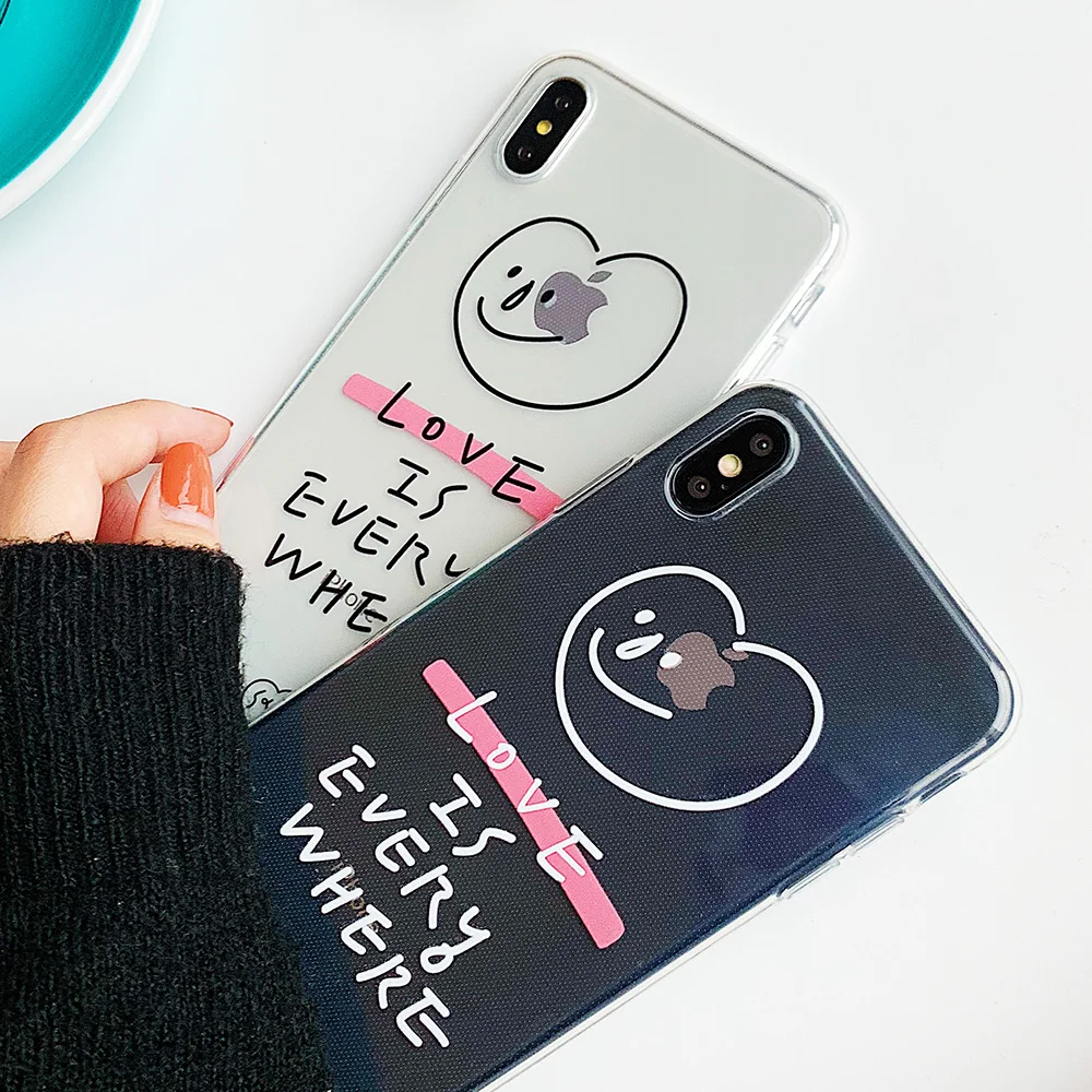 KIPX1103_5_JONSNOW Phone Case For iPhone 6S 7 8 Plus Love Pattern Clear Soft Silicone Cover Cases for iPhone X XR XS Max Capa Fundas