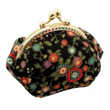 Женские Ретро винтажные цветок маленький кошелек с застежкой хлопок ткань портмоне клатч цветочный мини-мешок Размер: 13*12*7 см