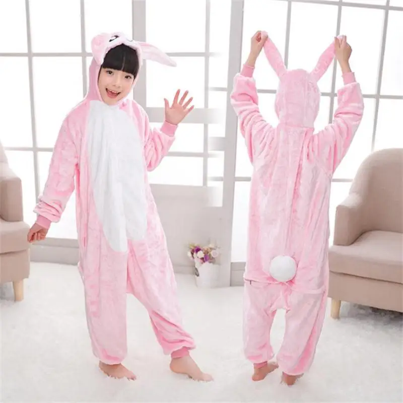 

Cute Fannel Loose Kigurumi Rabbit Pajama for Girl New Year Winter Soft Jumpsuit Loose Hare Costume Kid Cosplay