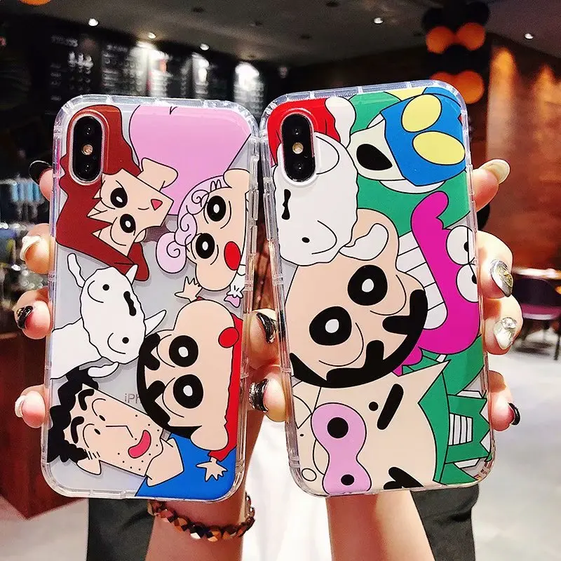 

Coque Phone Case For iphone 7 8 Plus 6 6s plus X Xs Max XR Case Lovely Soft Cartoon Crayon Shinchan Cover TPU Phone shell
