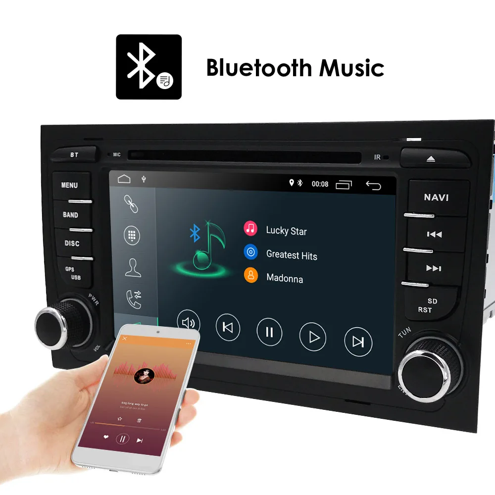 Perfect 2 Din Auto Radio Android 9.0 For Audi/A4/S4 2002-2008 Quad Cores RAM 2G 4G DSP Car Multimedia Video DVD Player GPS USB DVR FM/AM 14
