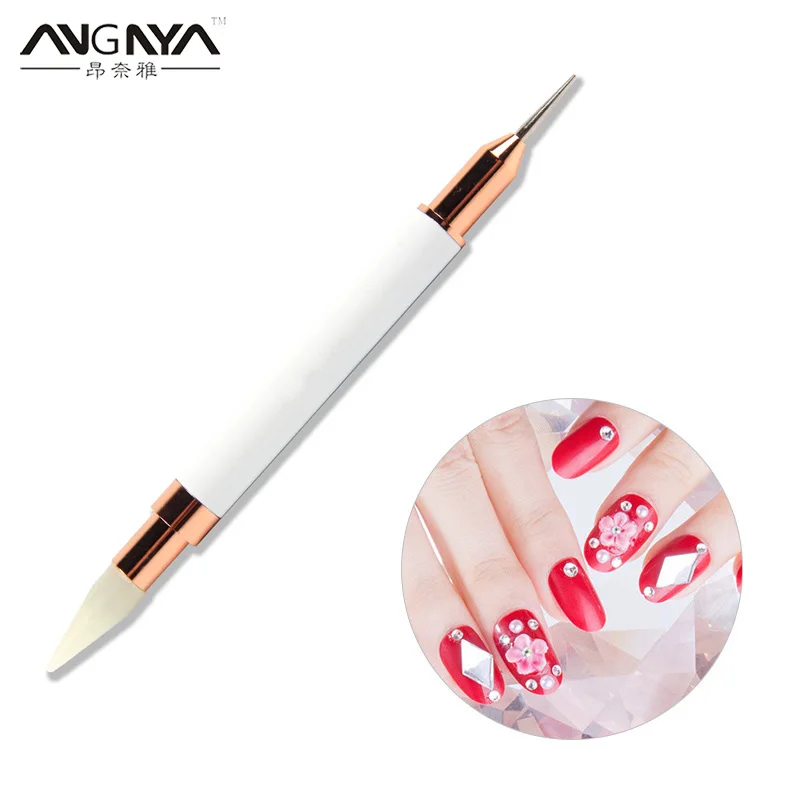 Angnya 1 шт. Роскошные мелок для ногтей дрель карандаш DIY бриллиант ручка Силиконовая двойная точечная ручка-аппликатор DIY точечные сверлильные инструменты A152