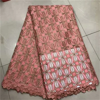 

2019 Latest African Lace Fabric High Quality Stones Nigerian French Lace for Party Embroidered Swiss Voile Lace in Switzerland