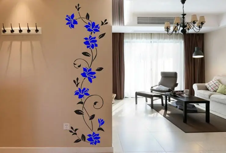 Acrylic 3D wall stickers creative rose flower rattan television living room wall home wall decoration stickers foreign trade