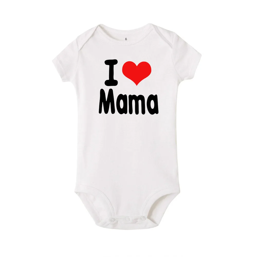 Боди для малышей с надписью «I Love Mama and I Love Papa»; комбинезон для близнецов; одежда для малышей; белая одежда; мягкая хлопковая летняя одежда для малышей - Цвет: RA11-SRPWH-
